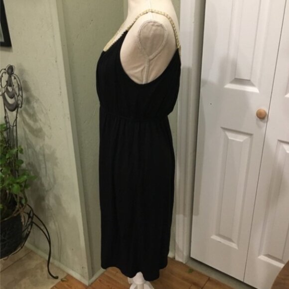 Style & Co Black Dress w/ Gold Braided Cord Trim - Picture 2 of 11